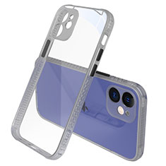Silikon Schutzhülle Rahmen Tasche Hülle Durchsichtig Transparent Spiegel M05 für Apple iPhone 12 Grau