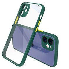 Silikon Schutzhülle Rahmen Tasche Hülle Durchsichtig Transparent Spiegel M05 für Apple iPhone 12 Grün