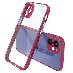 Silikon Schutzhülle Rahmen Tasche Hülle Durchsichtig Transparent Spiegel M05 für Apple iPhone 12 Mini Fuchsie