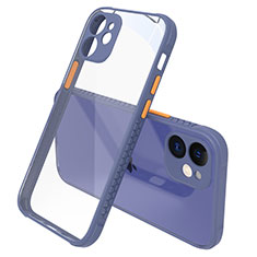 Silikon Schutzhülle Rahmen Tasche Hülle Durchsichtig Transparent Spiegel M05 für Apple iPhone 12 Violett