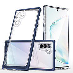 Silikon Schutzhülle Rahmen Tasche Hülle Durchsichtig Transparent Spiegel MQ1 für Samsung Galaxy Note 10 5G Blau