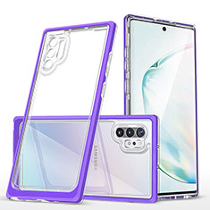 Silikon Schutzhülle Rahmen Tasche Hülle Durchsichtig Transparent Spiegel MQ1 für Samsung Galaxy Note 10 Plus 5G Violett