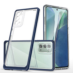 Silikon Schutzhülle Rahmen Tasche Hülle Durchsichtig Transparent Spiegel MQ1 für Samsung Galaxy Note 20 5G Blau
