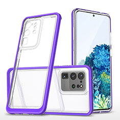 Silikon Schutzhülle Rahmen Tasche Hülle Durchsichtig Transparent Spiegel MQ1 für Samsung Galaxy S20 Ultra 5G Violett