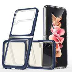 Silikon Schutzhülle Rahmen Tasche Hülle Durchsichtig Transparent Spiegel MQ1 für Samsung Galaxy Z Flip3 5G Blau