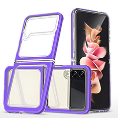 Silikon Schutzhülle Rahmen Tasche Hülle Durchsichtig Transparent Spiegel MQ1 für Samsung Galaxy Z Flip3 5G Violett