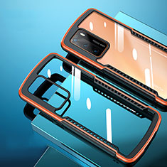 Silikon Schutzhülle Rahmen Tasche Hülle Durchsichtig Transparent Spiegel N02 für Huawei P40 Orange