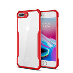 Silikon Schutzhülle Rahmen Tasche Hülle Durchsichtig Transparent Spiegel P01 für Apple iPhone 7 Plus Rot