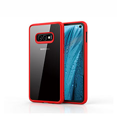 Silikon Schutzhülle Rahmen Tasche Hülle Durchsichtig Transparent Spiegel S01 für Samsung Galaxy S10e Rot