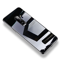 Silikon Schutzhülle Rahmen Tasche Hülle Durchsichtig Transparent Spiegel S01 für Samsung Galaxy S9 Plus Schwarz