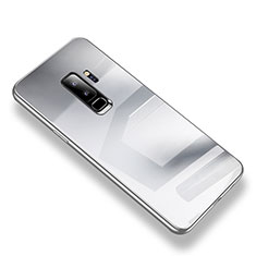 Silikon Schutzhülle Rahmen Tasche Hülle Durchsichtig Transparent Spiegel S01 für Samsung Galaxy S9 Plus Silber