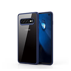 Silikon Schutzhülle Rahmen Tasche Hülle Durchsichtig Transparent Spiegel T02 für Samsung Galaxy S10 Blau