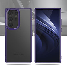 Silikon Schutzhülle Rahmen Tasche Hülle Durchsichtig Transparent WL1 für Samsung Galaxy S22 Ultra 5G Violett