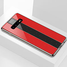 Silikon Schutzhülle Rahmen Tasche Hülle Spiegel A01 für Samsung Galaxy S10 5G Rot
