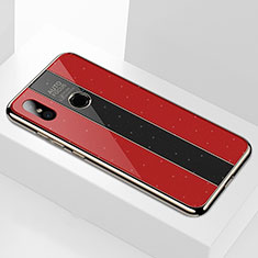 Silikon Schutzhülle Rahmen Tasche Hülle Spiegel A01 für Xiaomi Mi 8 Rot