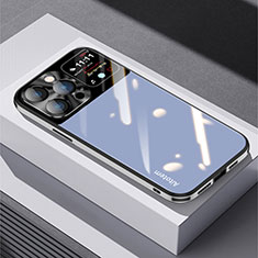 Silikon Schutzhülle Rahmen Tasche Hülle Spiegel AT1 für Apple iPhone 13 Pro Max Blau