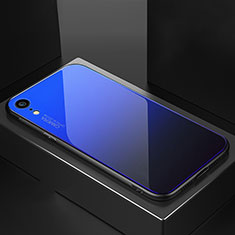 Silikon Schutzhülle Rahmen Tasche Hülle Spiegel Farbverlauf Regenbogen A01 für Apple iPhone XR Blau