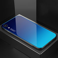 Silikon Schutzhülle Rahmen Tasche Hülle Spiegel Farbverlauf Regenbogen A01 für Apple iPhone XR Hellblau
