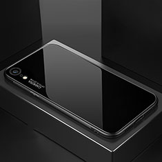 Silikon Schutzhülle Rahmen Tasche Hülle Spiegel Farbverlauf Regenbogen A01 für Apple iPhone XR Schwarz