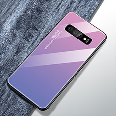 Silikon Schutzhülle Rahmen Tasche Hülle Spiegel Farbverlauf Regenbogen A01 für Samsung Galaxy S10 Plus Violett