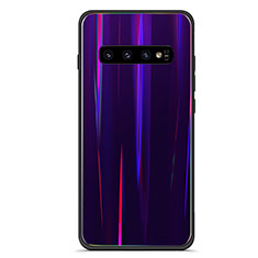 Silikon Schutzhülle Rahmen Tasche Hülle Spiegel Farbverlauf Regenbogen A02 für Samsung Galaxy S10 Plus Violett