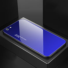 Silikon Schutzhülle Rahmen Tasche Hülle Spiegel Farbverlauf Regenbogen für Apple iPhone 6 Plus Blau