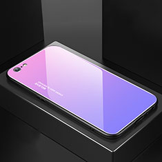Silikon Schutzhülle Rahmen Tasche Hülle Spiegel Farbverlauf Regenbogen für Apple iPhone 6S Plus Violett
