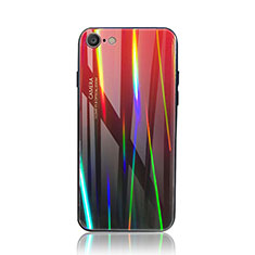 Silikon Schutzhülle Rahmen Tasche Hülle Spiegel Farbverlauf Regenbogen für Apple iPhone 7 Rot