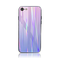 Silikon Schutzhülle Rahmen Tasche Hülle Spiegel Farbverlauf Regenbogen für Apple iPhone 7 Violett