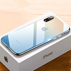 Silikon Schutzhülle Rahmen Tasche Hülle Spiegel Farbverlauf Regenbogen für Apple iPhone XR Hellblau