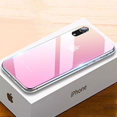 Silikon Schutzhülle Rahmen Tasche Hülle Spiegel Farbverlauf Regenbogen für Apple iPhone XR Rosa