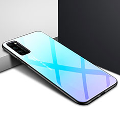 Silikon Schutzhülle Rahmen Tasche Hülle Spiegel Farbverlauf Regenbogen für Huawei Enjoy 20 Pro 5G Hellblau