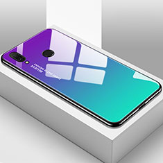 Silikon Schutzhülle Rahmen Tasche Hülle Spiegel Farbverlauf Regenbogen für Huawei Enjoy 9 Plus Cyan