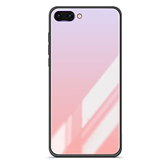 Silikon Schutzhülle Rahmen Tasche Hülle Spiegel Farbverlauf Regenbogen für Huawei Honor 10 Rosa