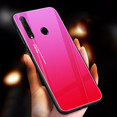 Silikon Schutzhülle Rahmen Tasche Hülle Spiegel Farbverlauf Regenbogen für Huawei Honor 20i Pink