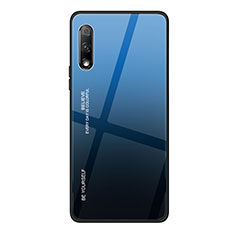 Silikon Schutzhülle Rahmen Tasche Hülle Spiegel Farbverlauf Regenbogen für Huawei Honor 9X Blau