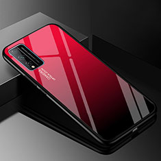 Silikon Schutzhülle Rahmen Tasche Hülle Spiegel Farbverlauf Regenbogen für Huawei Honor Play4T Pro Rot und Schwarz