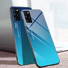 Silikon Schutzhülle Rahmen Tasche Hülle Spiegel Farbverlauf Regenbogen für Huawei Honor V30 Pro 5G Hellblau