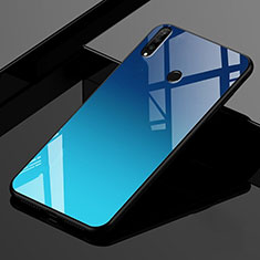 Silikon Schutzhülle Rahmen Tasche Hülle Spiegel Farbverlauf Regenbogen für Huawei Nova 4e Blau
