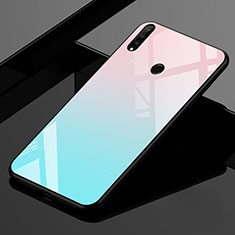 Silikon Schutzhülle Rahmen Tasche Hülle Spiegel Farbverlauf Regenbogen für Huawei Nova 4e Cyan