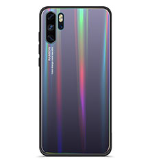Silikon Schutzhülle Rahmen Tasche Hülle Spiegel Farbverlauf Regenbogen für Huawei P30 Pro Grau