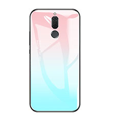 Silikon Schutzhülle Rahmen Tasche Hülle Spiegel Farbverlauf Regenbogen für Huawei Rhone Hellblau