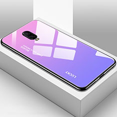 Silikon Schutzhülle Rahmen Tasche Hülle Spiegel Farbverlauf Regenbogen für OnePlus 6T Violett