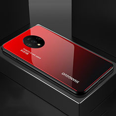 Silikon Schutzhülle Rahmen Tasche Hülle Spiegel Farbverlauf Regenbogen für OnePlus 7T Rot