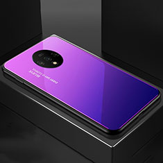 Silikon Schutzhülle Rahmen Tasche Hülle Spiegel Farbverlauf Regenbogen für OnePlus 7T Violett