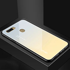 Silikon Schutzhülle Rahmen Tasche Hülle Spiegel Farbverlauf Regenbogen für Oppo A7 Gelb