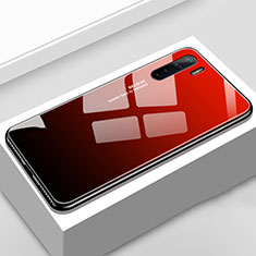 Silikon Schutzhülle Rahmen Tasche Hülle Spiegel Farbverlauf Regenbogen für Oppo A91 Rot