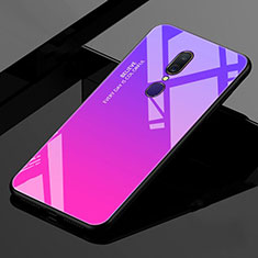 Silikon Schutzhülle Rahmen Tasche Hülle Spiegel Farbverlauf Regenbogen für Oppo A9X Violett