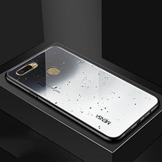 Silikon Schutzhülle Rahmen Tasche Hülle Spiegel Farbverlauf Regenbogen für Oppo AX7 Silber