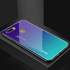 Silikon Schutzhülle Rahmen Tasche Hülle Spiegel Farbverlauf Regenbogen für Oppo AX7 Violett